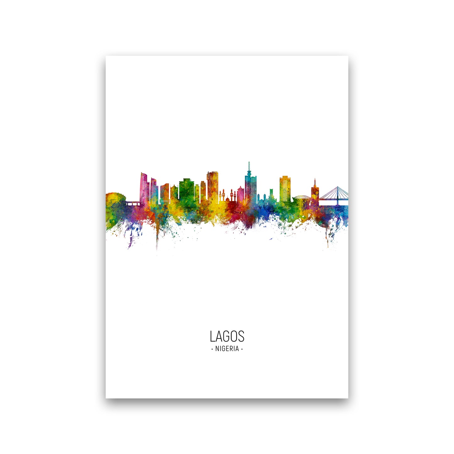 Lagos Nigeria Skyline Portrait Art Print by Michael Tompsett Print Only