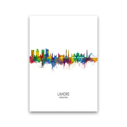 Lahore Pakistan Skyline Portrait Art Print by Michael Tompsett Print Only