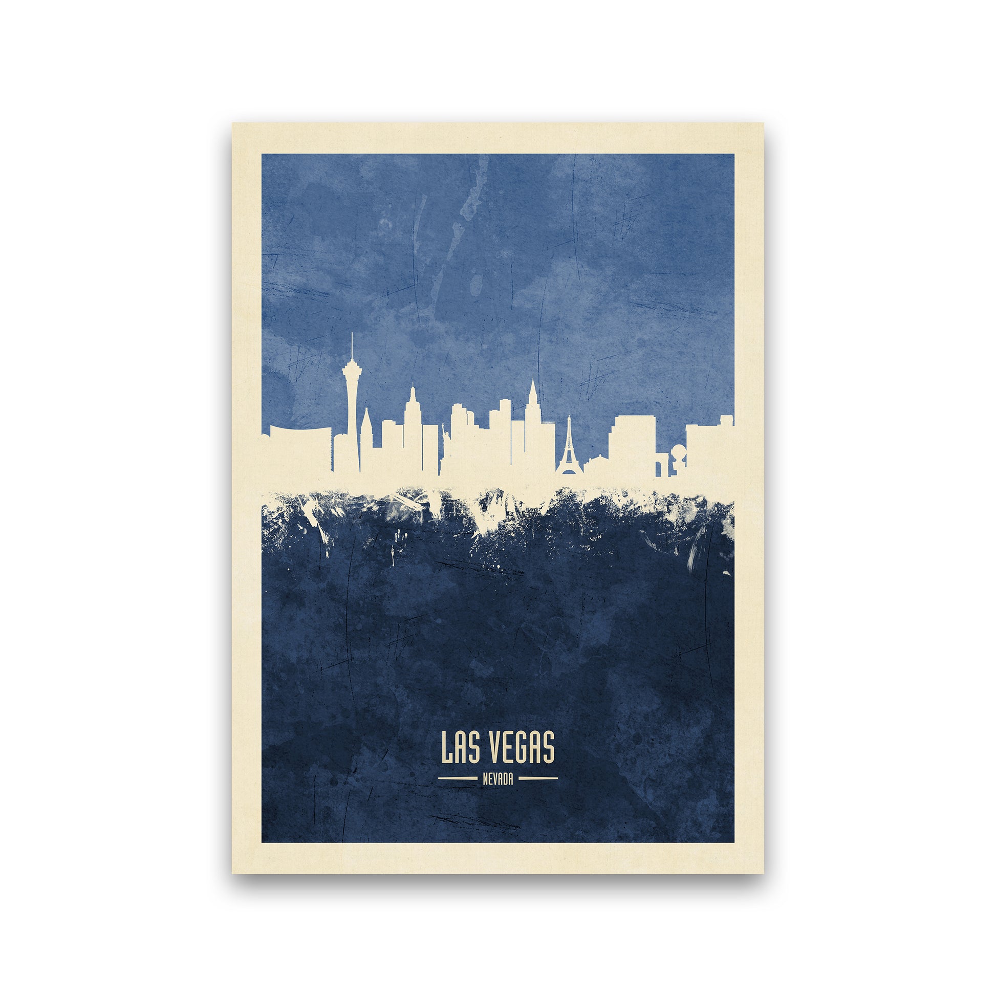 Las Vegas Nevada Skyline Portrait Navy Art Print by Michael Tompsett Print Only