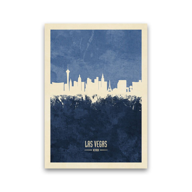 Las Vegas Nevada Skyline Portrait Navy Art Print by Michael Tompsett Print Only