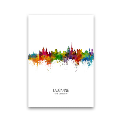 Lausanne Switzerland Skyline Portrait Art Print by Michael Tompsett Print Only