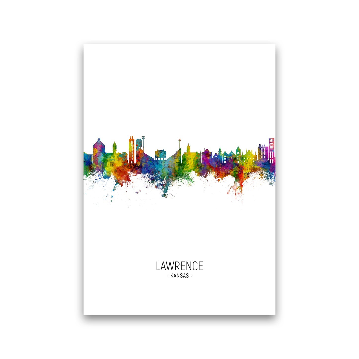 Lawrence Kansas Skyline Portrait Art Print by Michael Tompsett Print Only