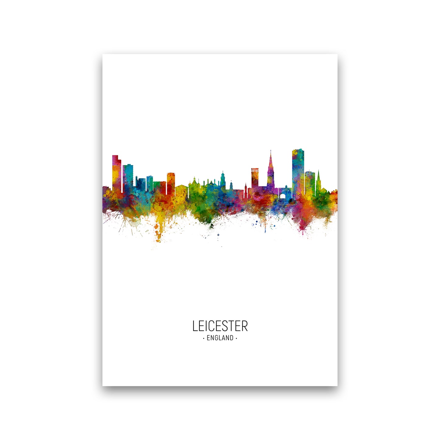 Leicester England Skyline Portrait Art Print by Michael Tompsett Print Only
