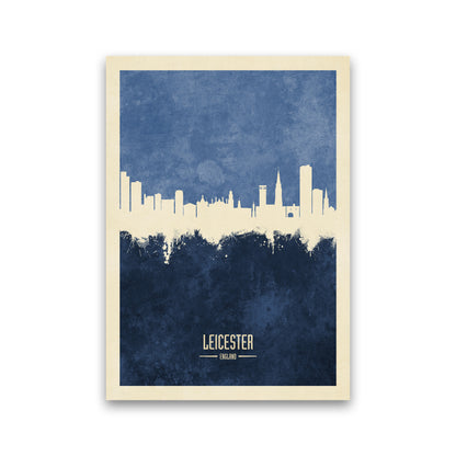 Leicester England Skyline Portrait Navy Art Print by Michael Tompsett Print Only