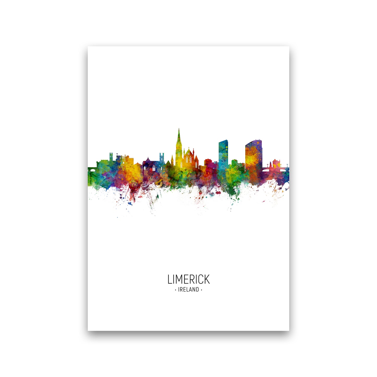 Limerick Ireland Skyline Portrait Art Print by Michael Tompsett Print Only