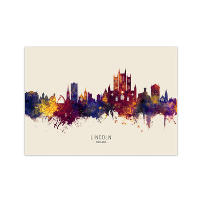 Lincoln England Skyline Autumn City Name Art Print by Michael Tompsett Print Only