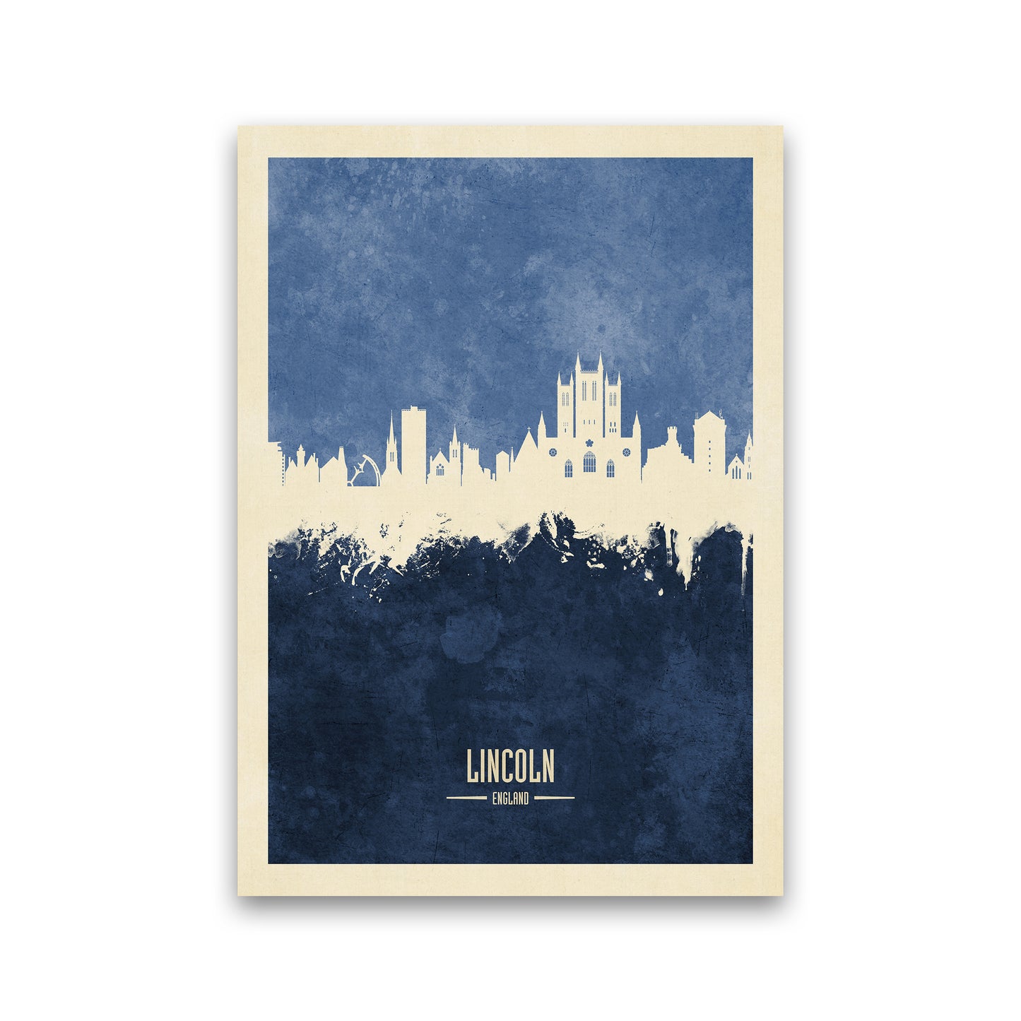 Lincoln England Skyline Portrait Navy Art Print by Michael Tompsett Print Only