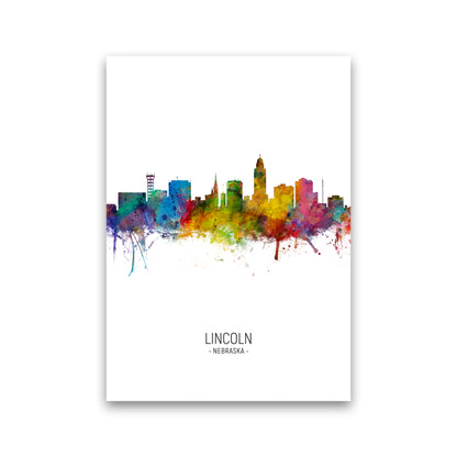 Lincoln Nebraska Skyline Portrait Art Print by Michael Tompsett Print Only