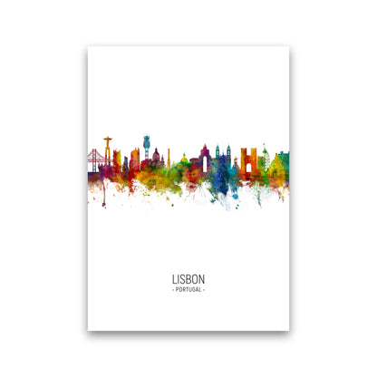 Lisbon Portugal Skyline Portrait Art Print by Michael Tompsett Print Only