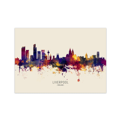 Liverpool England Skyline Autumn City Name Art Print by Michael Tompsett Print Only