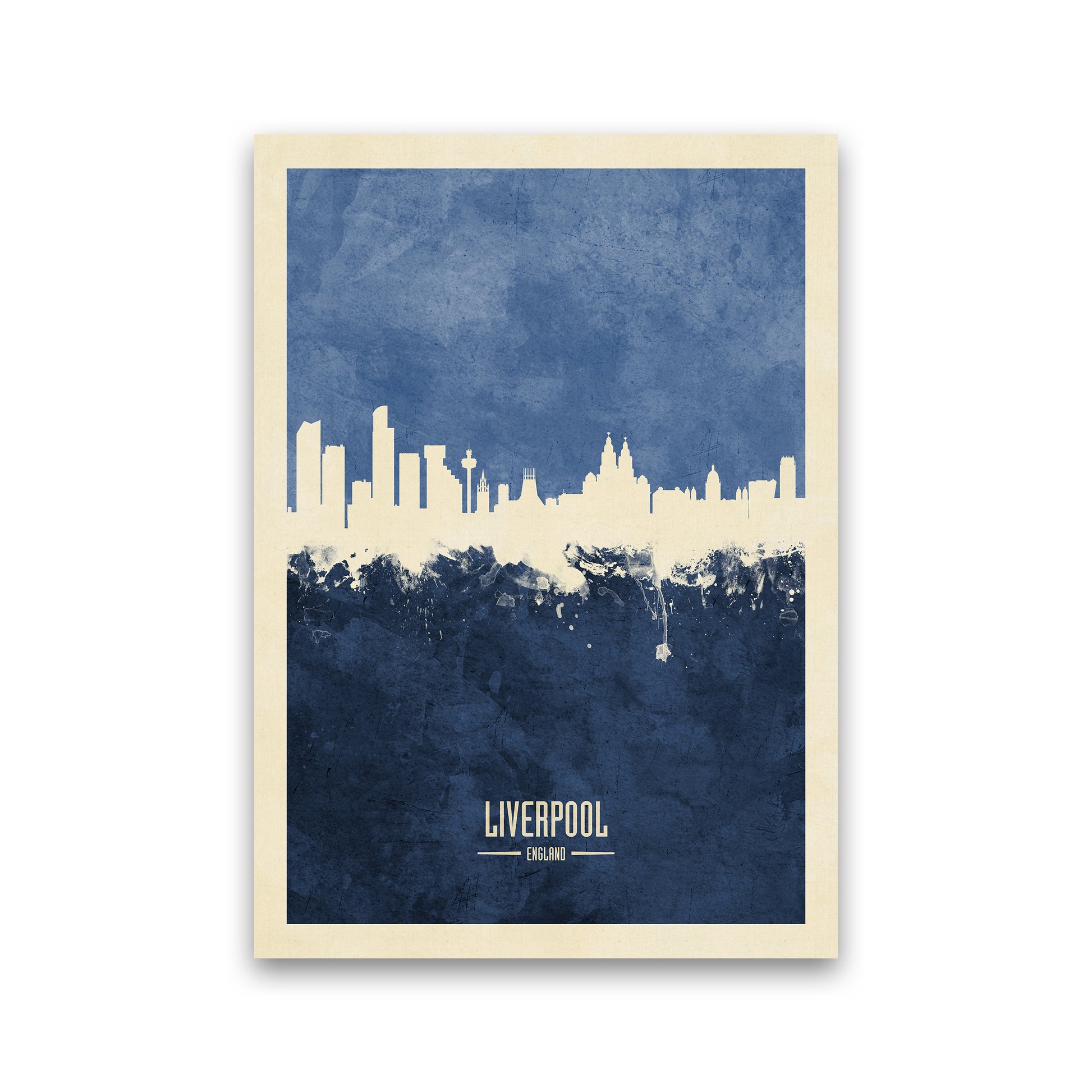 Liverpool England Skyline Portrait Navy Art Print by Michael Tompsett Print Only