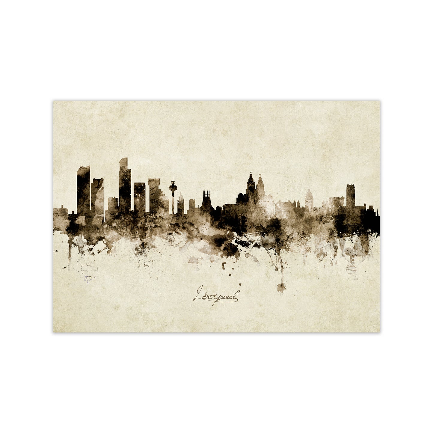 Liverpool England Skyline Vintage Art Print by Michael Tompsett Print Only
