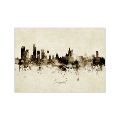 Liverpool England Skyline Vintage Art Print by Michael Tompsett Print Only