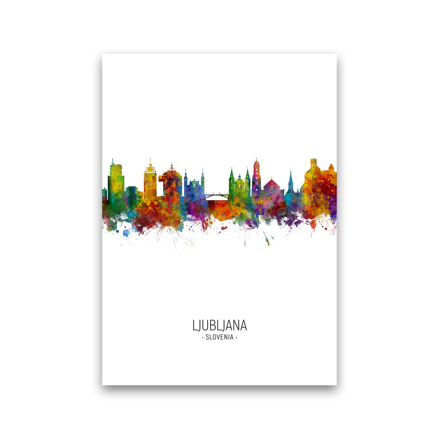 Ljubljana Slovenia Skyline Portrait Art Print by Michael Tompsett Print Only