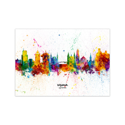 Ljubljana Slovenia Skyline Splash Art Print by Michael Tompsett Print Only