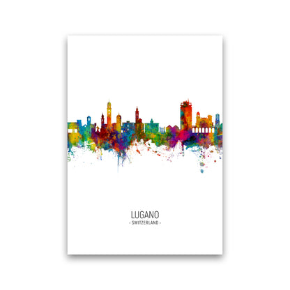 Lugano Switzerland Skyline Portrait Art Print by Michael Tompsett Print Only