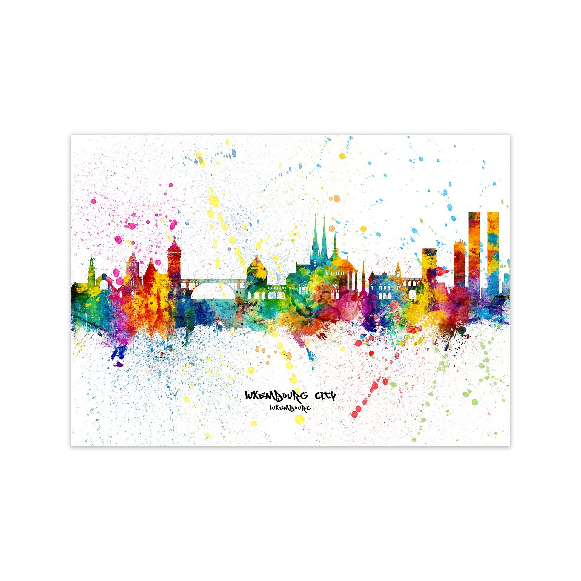 Luxembourg City Luxembourg Skyline Splash Art Print by Michael Tompsett Print Only