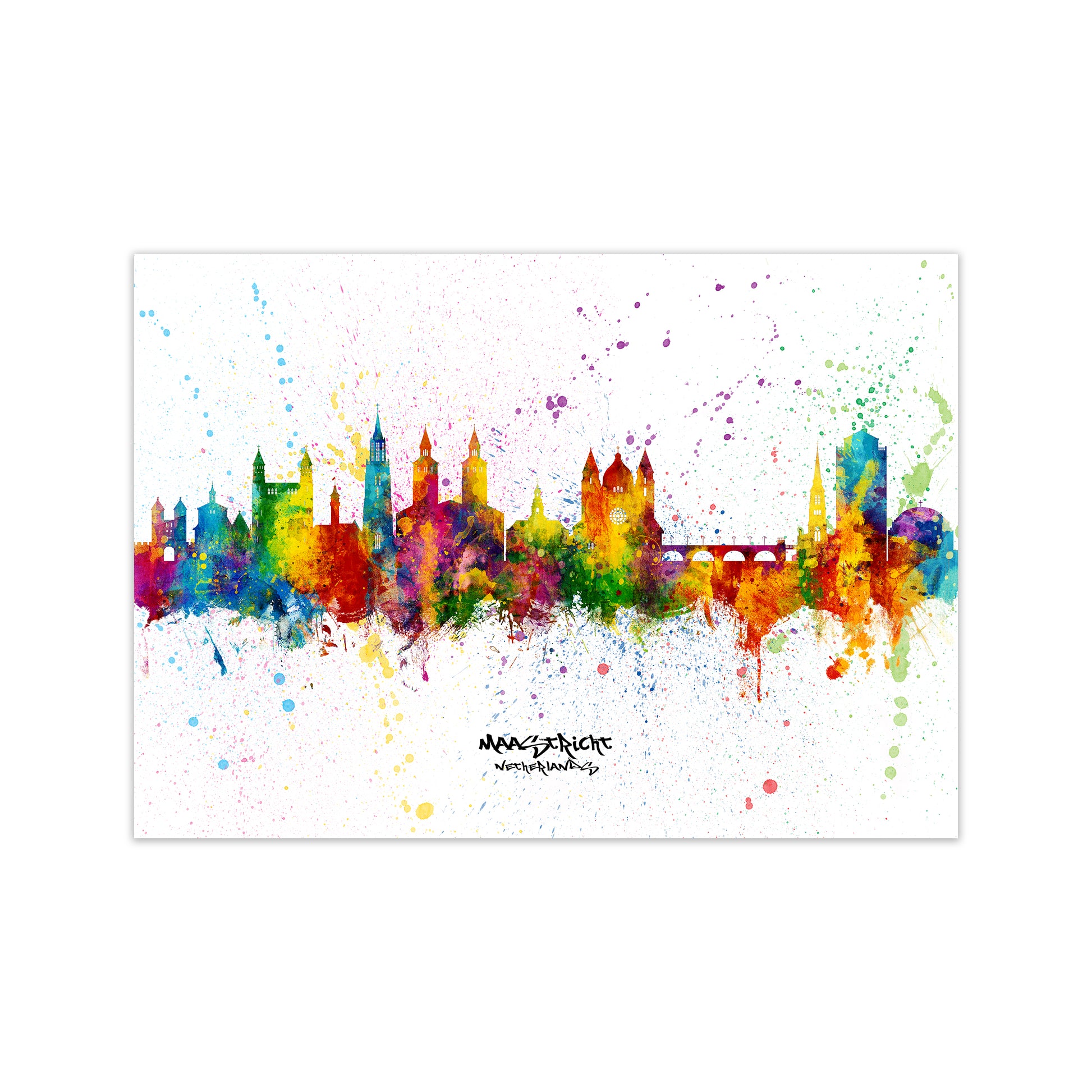 Maastricht Netherlands Skyline Splash Art Print by Michael Tompsett Print Only