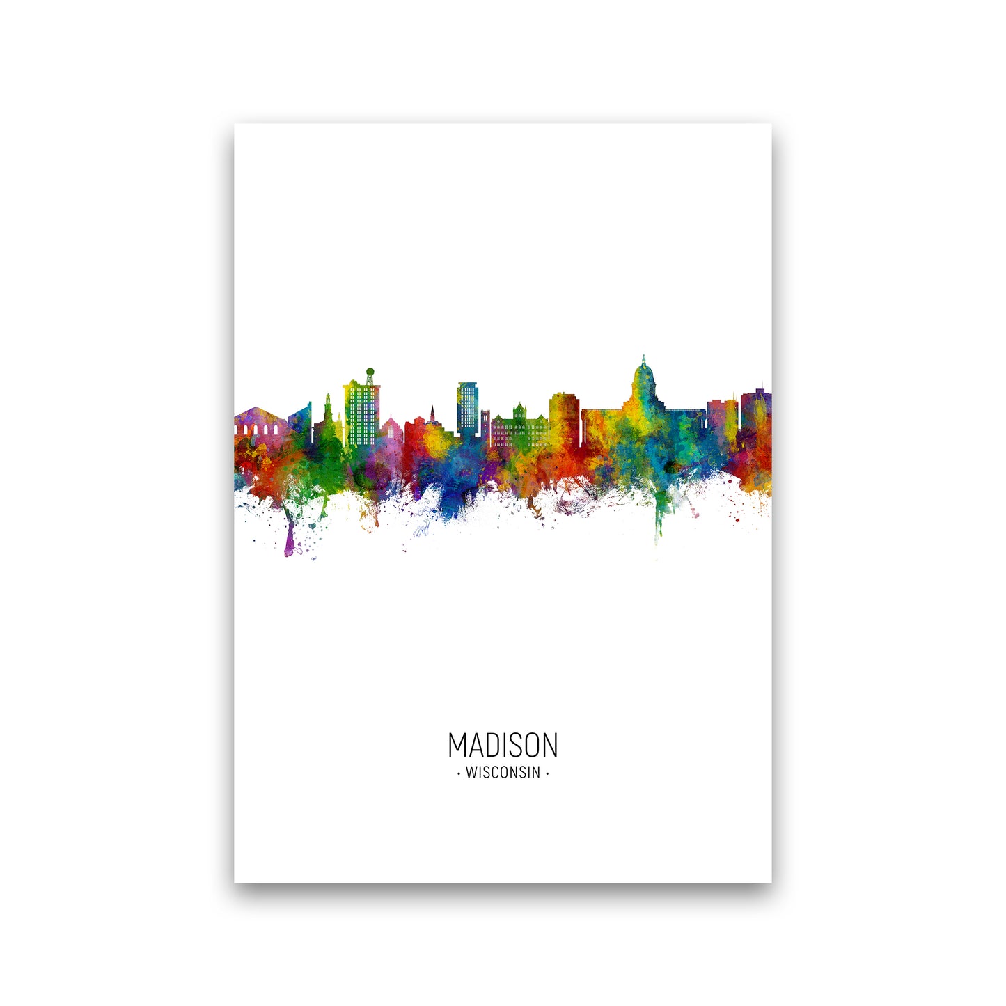Madison Wisconsin Skyline Portrait Art Print by Michael Tompsett Print Only