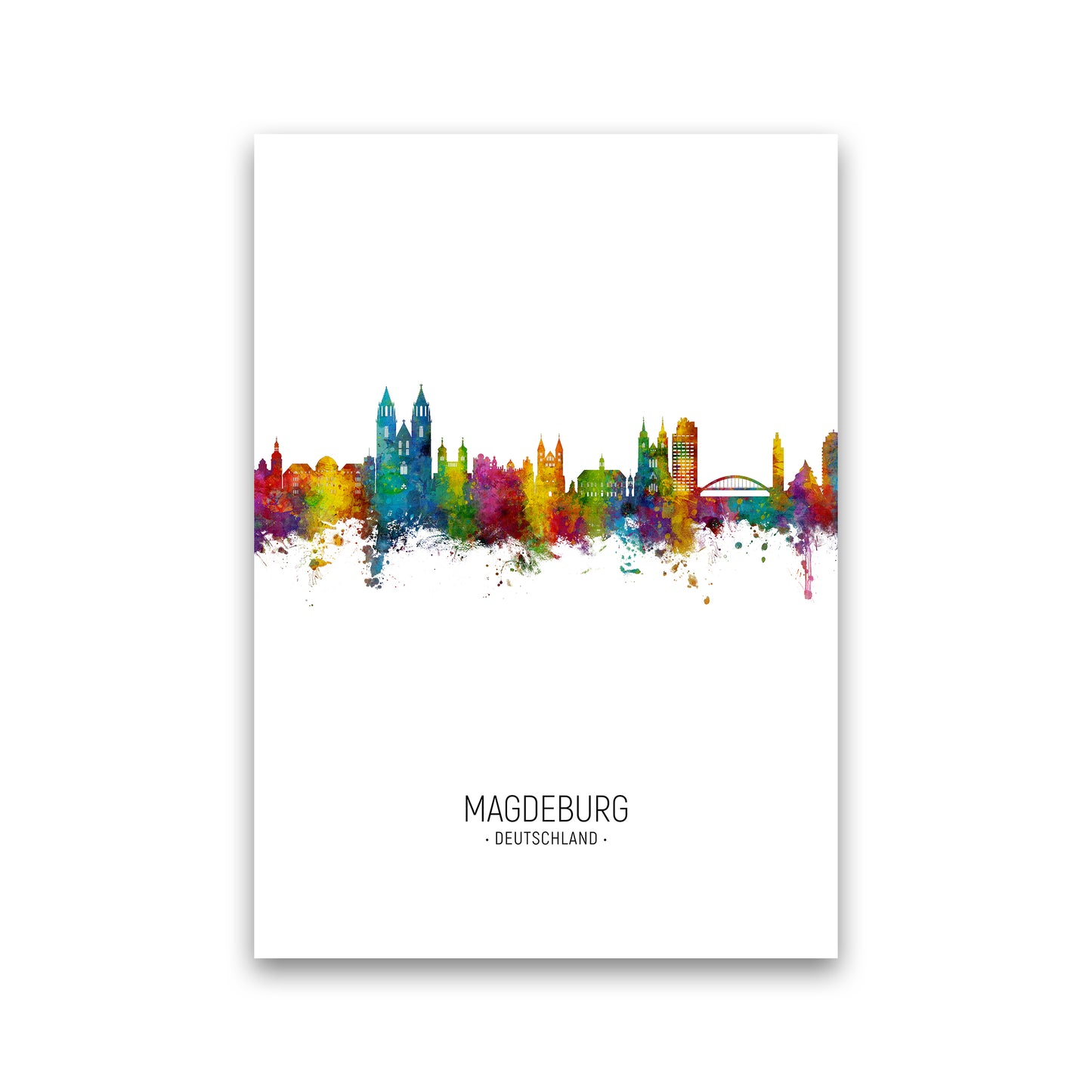 Magdeburg Deutschland Skyline Portrait Art Print by Michael Tompsett Print Only
