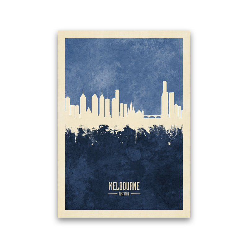 Melbourne Australia Skyline Portrait Navy Art Print by Michael Tompsett Print Only