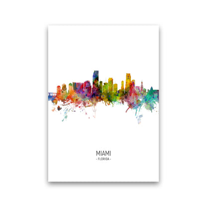 Miami Florida Skyline Portrait Art Print by Michael Tompsett Print Only