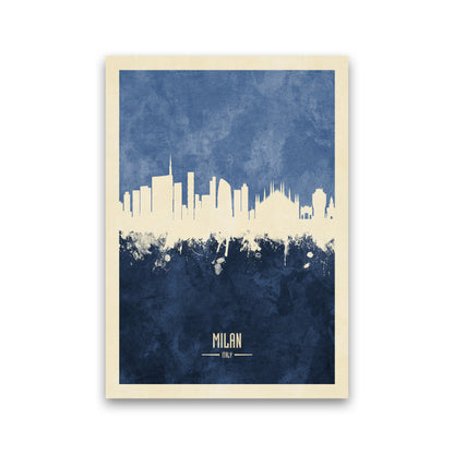 Milan Italy Skyline Portrait Navy Art Print by Michael Tompsett Print Only