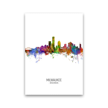 Milwaukee Wisconsin Skyline Portrait Art Print by Michael Tompsett Print Only