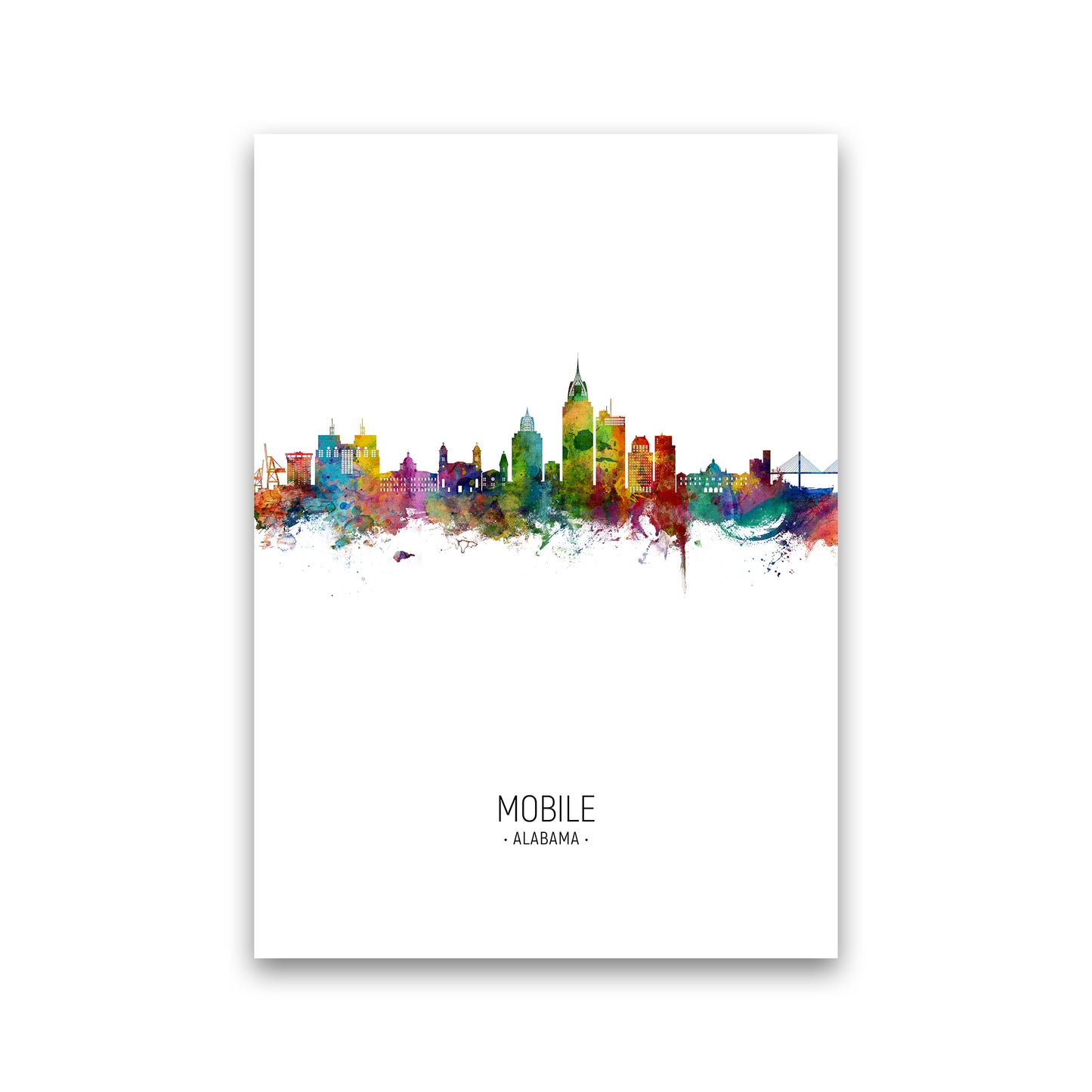 Mobile Alabama Skyline Portrait Art Print by Michael Tompsett Print Only