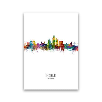 Mobile Alabama Skyline Portrait Art Print by Michael Tompsett Print Only
