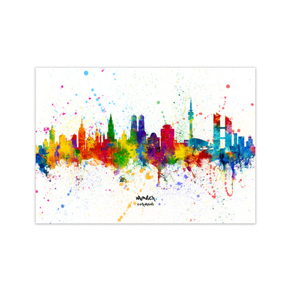 Munich Germany Skyline Splash Art Print by Michael Tompsett Print Only