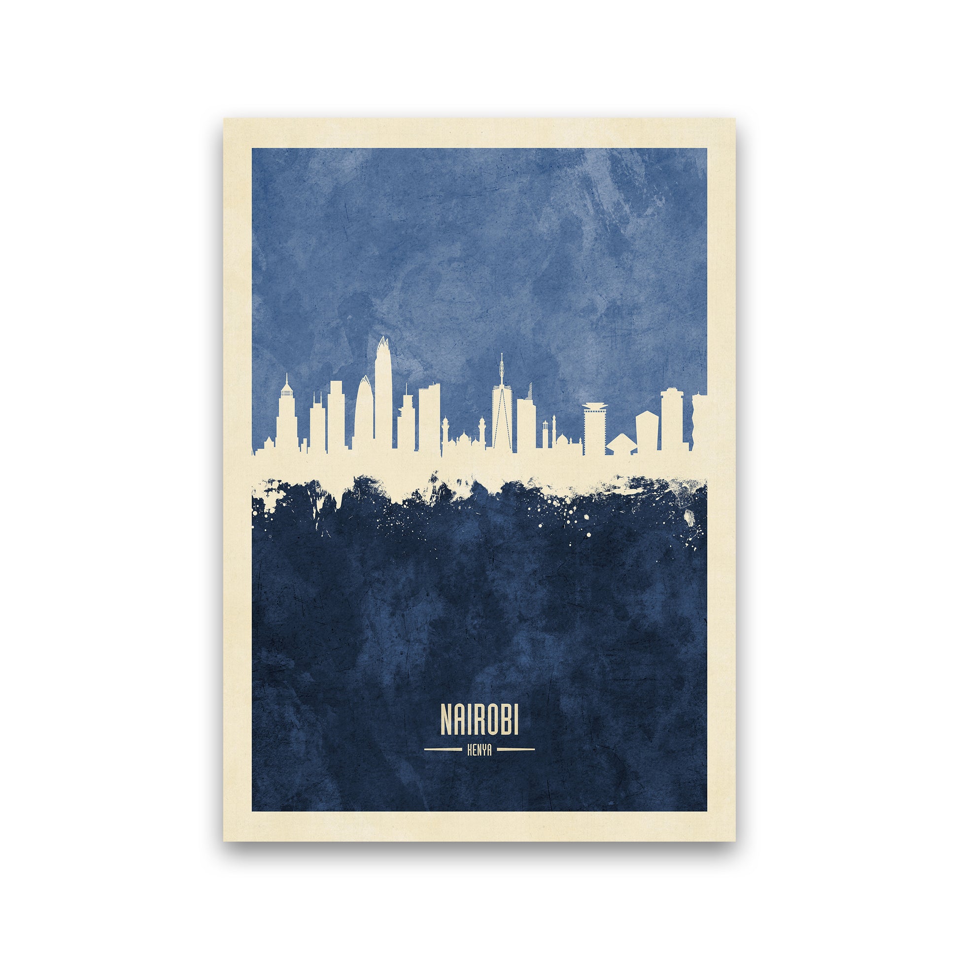 Nairobi Kenya Skyline Portrait Navy Art Print by Michael Tompsett Print Only