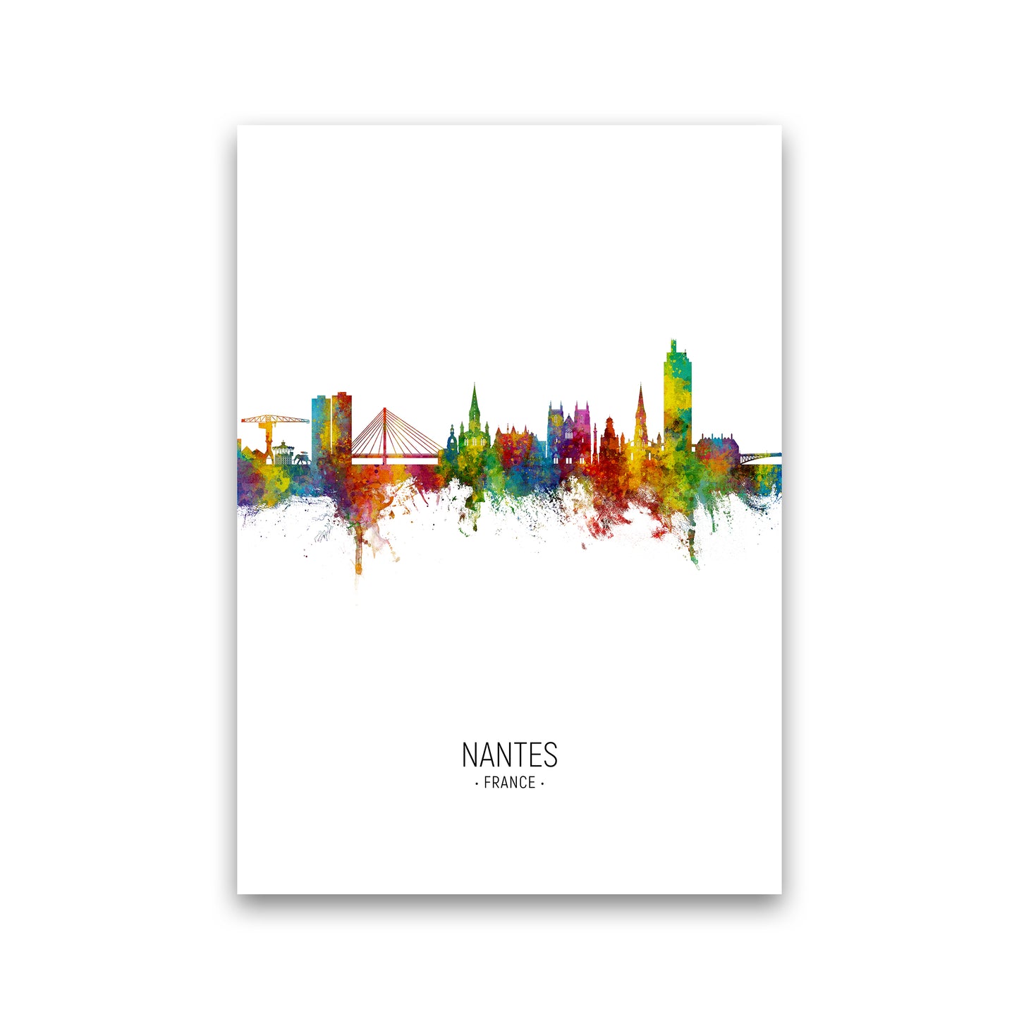 Nantes France Skyline Portrait Art Print by Michael Tompsett Print Only
