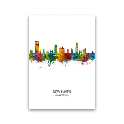 New Haven Connecticut Skyline Portrait Art Print by Michael Tompsett Print Only