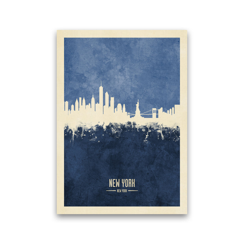 New York New York Skyline Portrait Navy Art Print by Michael Tompsett Print Only