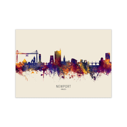 Newport Wales Skyline Autumn City Name Art Print by Michael Tompsett Print Only