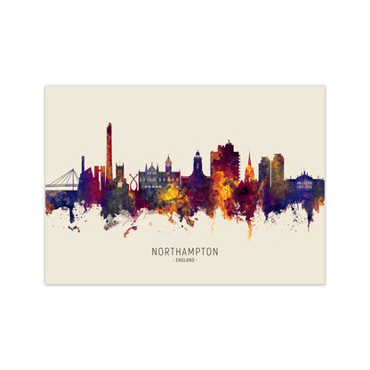 Northampton England Skyline Autumn City Name Art Print by Michael Tompsett Print Only