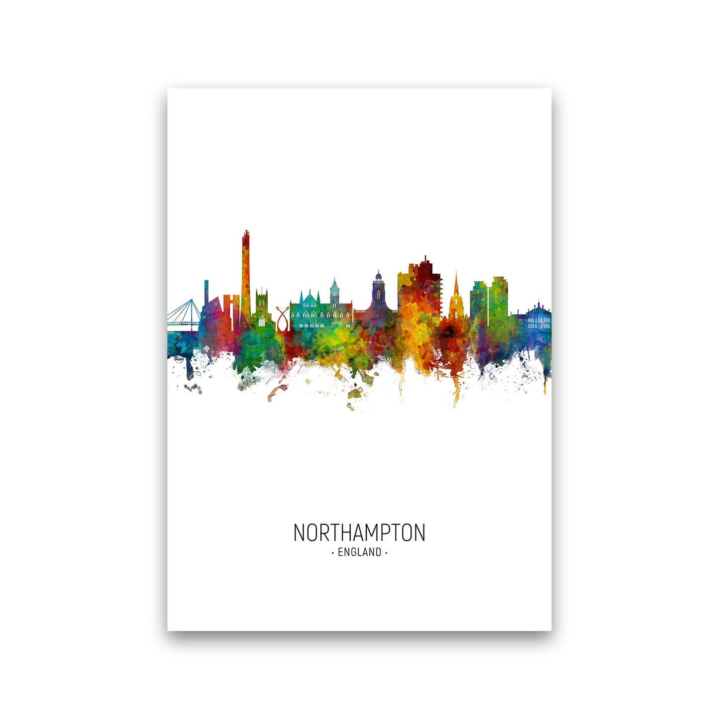 Northampton England Skyline Portrait Art Print by Michael Tompsett Print Only