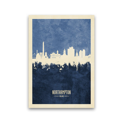 Northampton England Skyline Portrait Navy Art Print by Michael Tompsett Print Only