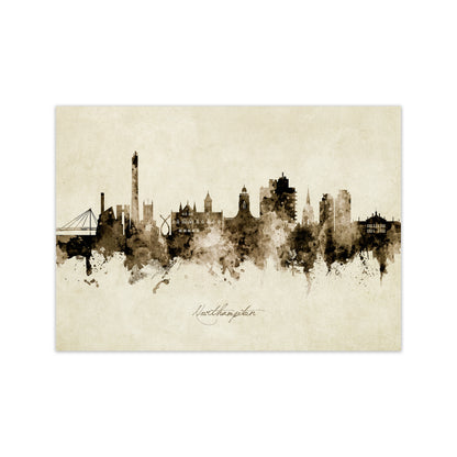Northampton England Skyline Vintage Art Print by Michael Tompsett Print Only