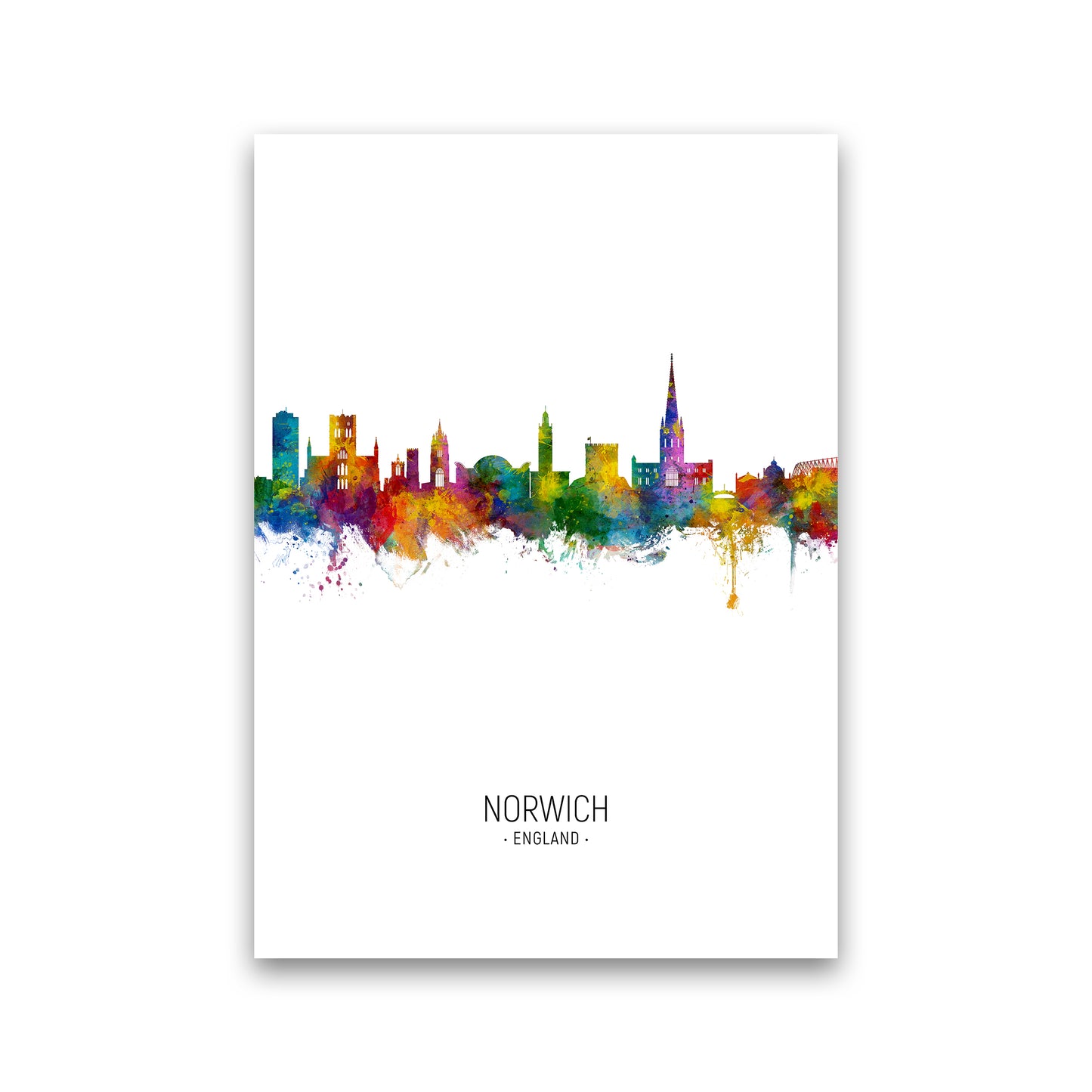 Norwich England Skyline Portrait Art Print by Michael Tompsett Print Only