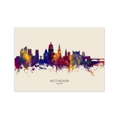 Nottingham England Skyline Autumn City Name Art Print by Michael Tompsett Print Only