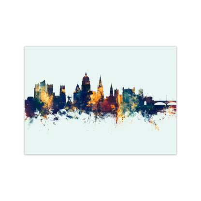 Nottingham England Skyline Blue Orange Art Print by Michael Tompsett Print Only