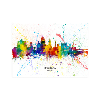 Nottingham England Skyline Splash Art Print by Michael Tompsett Print Only