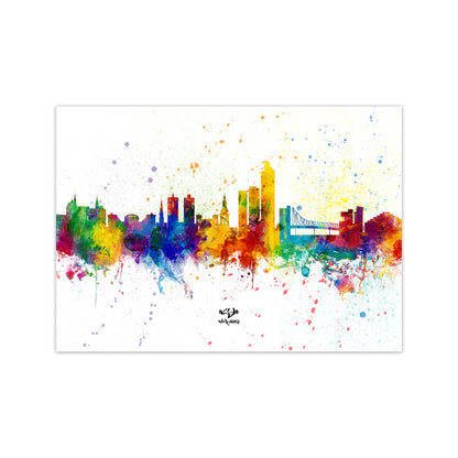 Oslo Norway Skyline Splash Art Print by Michael Tompsett Print Only