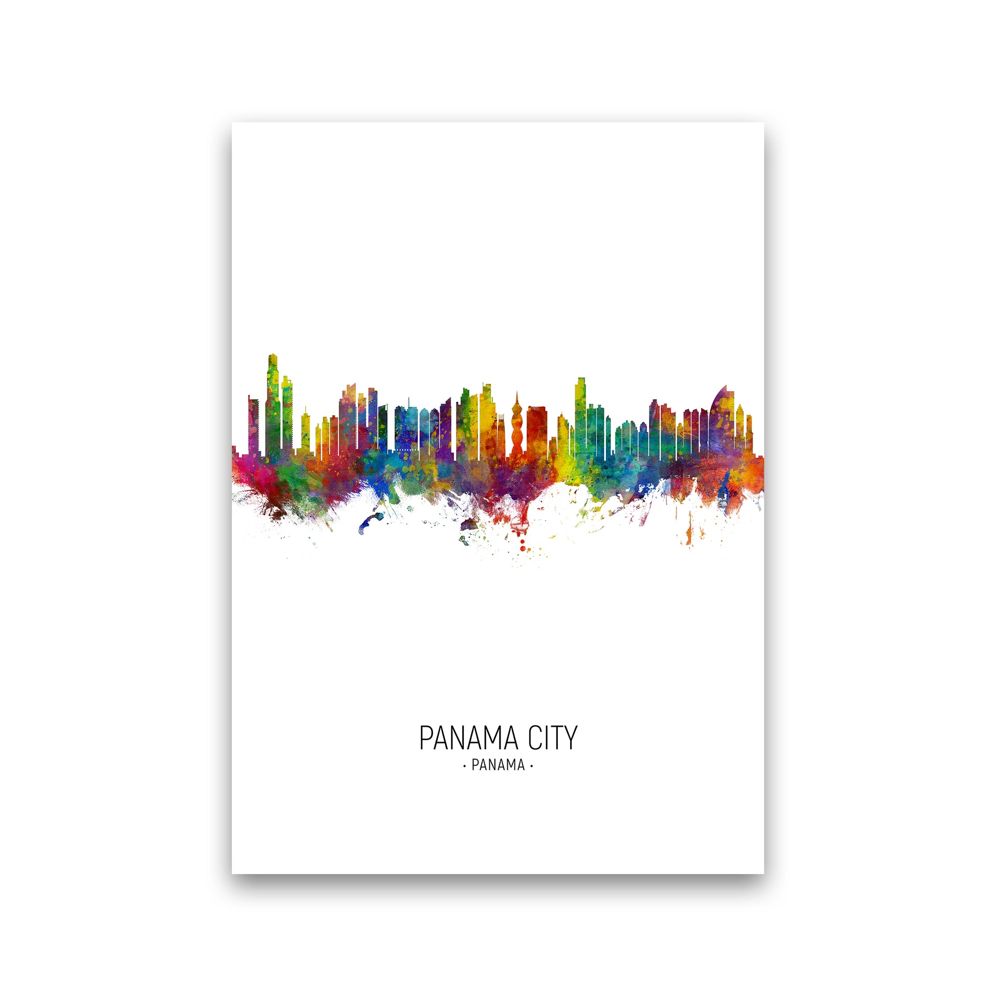 Panama City Panama Skyline Portrait Art Print by Michael Tompsett Print Only