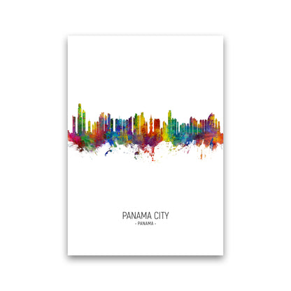 Panama City Panama Skyline Portrait Art Print by Michael Tompsett Print Only