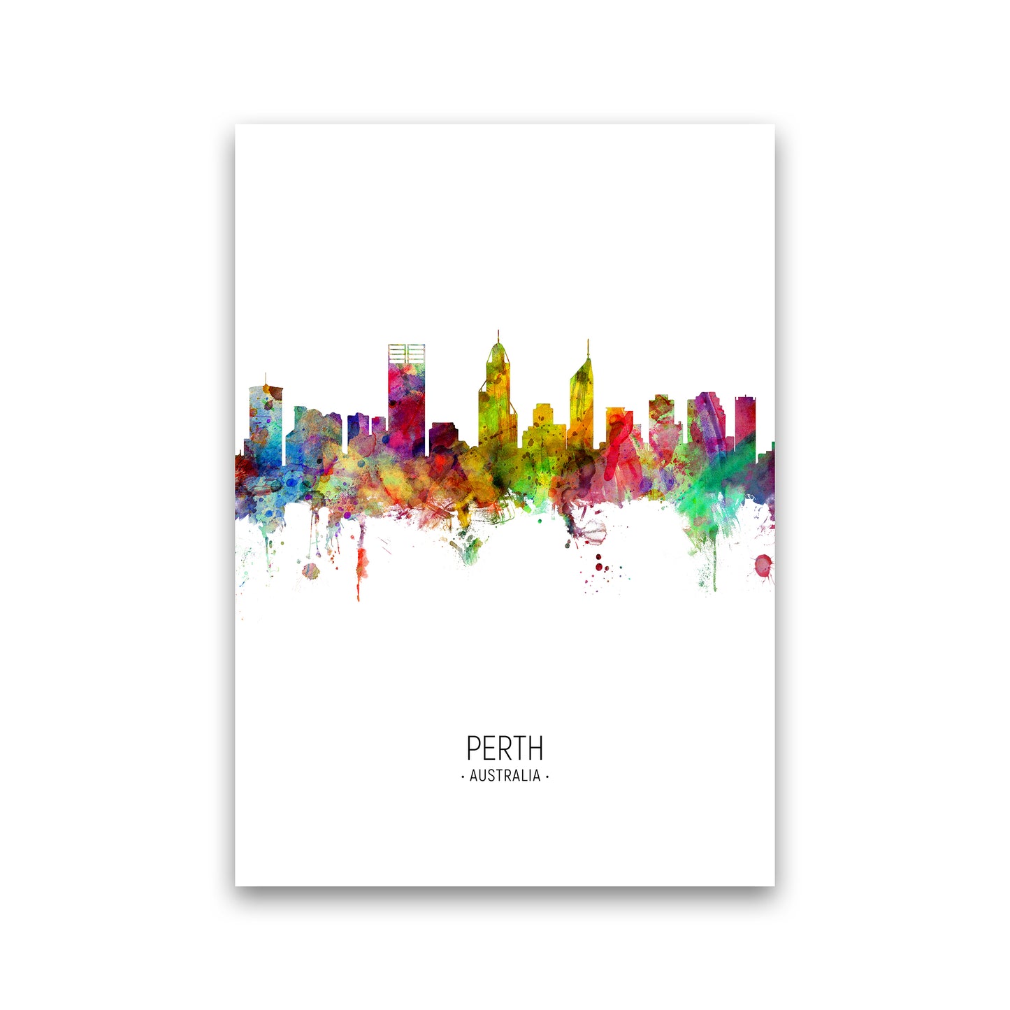 Perth Australia Skyline Portrait Art Print by Michael Tompsett Print Only