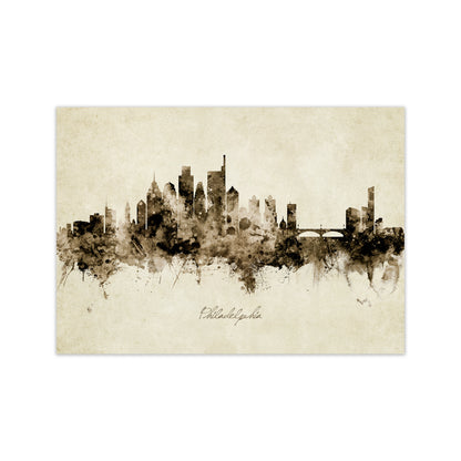 Philadelphia Pennsylvania Skyline Vintage Art Print by Michael Tompsett Print Only