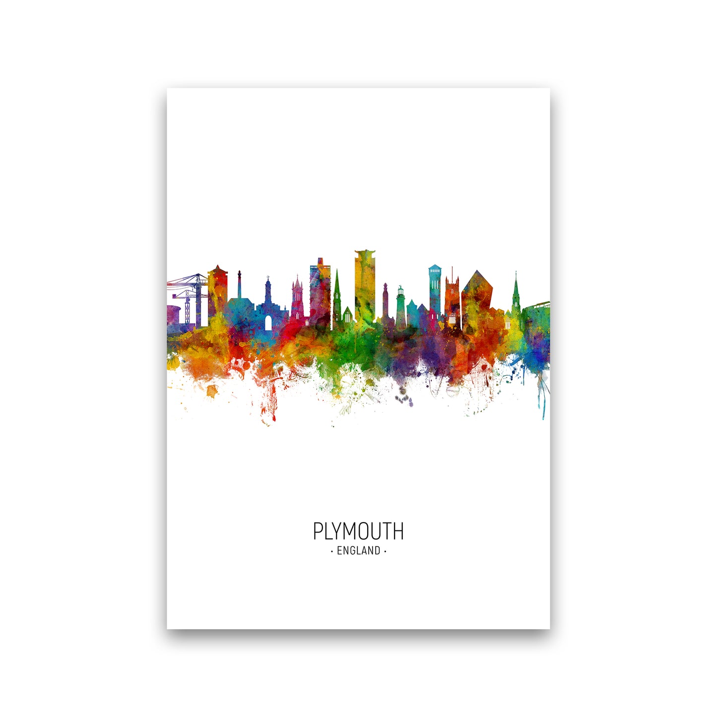Plymouth England Skyline Portrait Art Print by Michael Tompsett Print Only